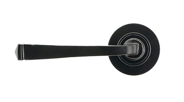 Black Avon Round Lever on Rose Set (Plain) - Unsprung