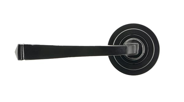 Black Avon Round Lever on Rose Set (Art Deco) - Unsprung