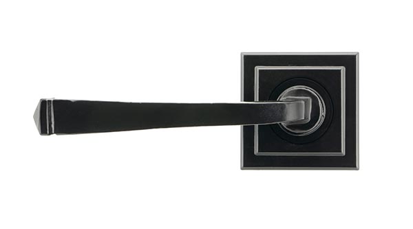 Black Avon Round Lever on Rose Set (Square) - Unsprung
