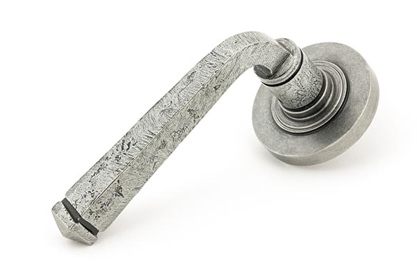 Pewter Avon Round Lever on Rose Set (Plain) - Unsprung