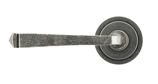 Pewter Avon Round Lever on Rose Set (Art Deco) - Unsprung