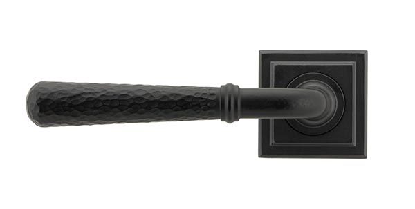 Matt Black Hammered Newbury Lever on Rose Set (Square) - Unsprung