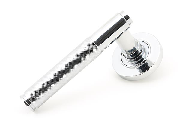 Polished Chrome Brompton Lever on Rose Set (Plain) - Unsprung