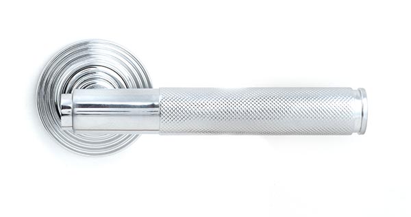 Polished Chrome Brompton Lever on Rose Set (Beehive) - Unsprung