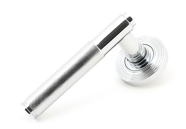 Polished Chrome Brompton Lever on Rose Set (Beehive) - Unsprung
