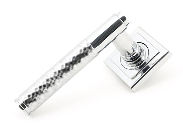 Polished Chrome Brompton Lever on Rose Set (Square) - Unsprung