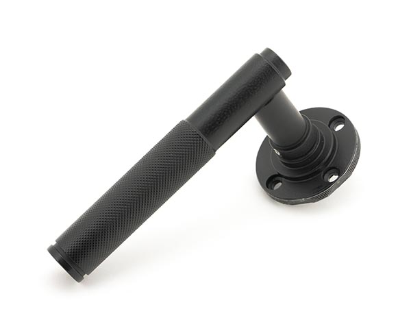 Matt Black Brompton Lever on Rose Set (Plain) - Unsprung