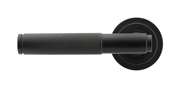 Matt Black Brompton Lever on Rose Set (Art Deco) - Unsprung