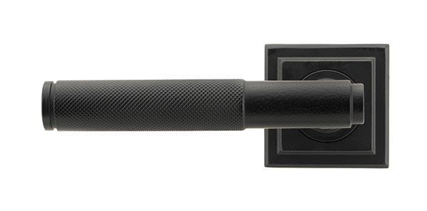 Matt Black Brompton Lever on Rose Set (Square) - Unsprung