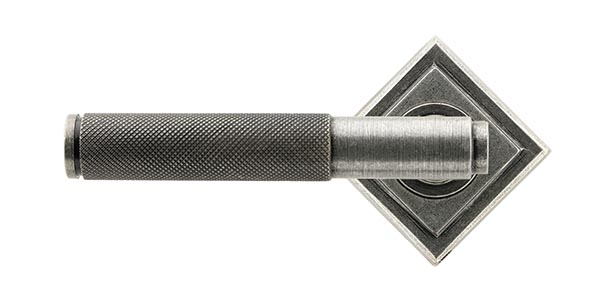 Pewter Brompton Lever on Rose Set (Square) - Unsprung