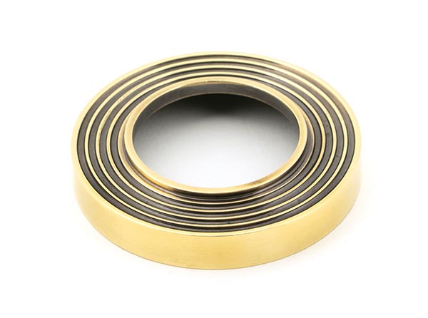 Aged Brass Newbury Lever on Rose Set (Beehive) - Unsprung