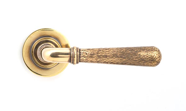 Aged Brass Hammered Newbury Lever on Rose Set (Plain) - Unsprung