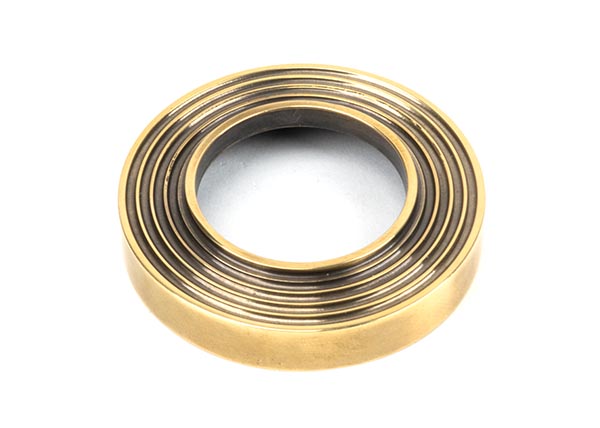 Aged Brass Hammered Newbury Lever on Rose Set (Beehive) - Unsprung