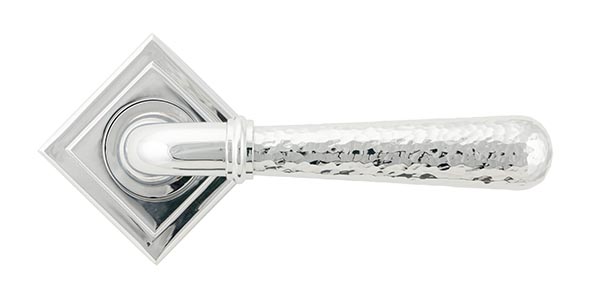 Polished Chrome Hammered Newbury Lever on Rose Set (Square) - Unsprung