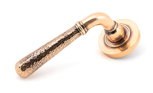 Polished Bronze Hammered Newbury Lever on Rose Set (Plain) - Unsprung