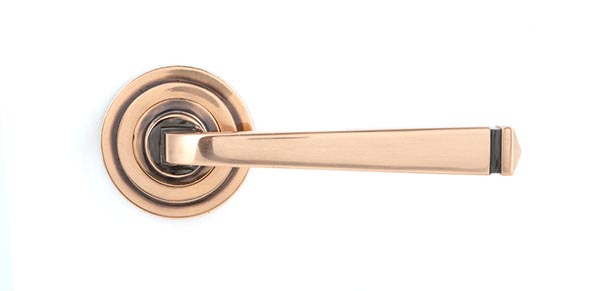 Polished Bronze Avon Round Lever on Rose Set (Art Deco) - Unsprung
