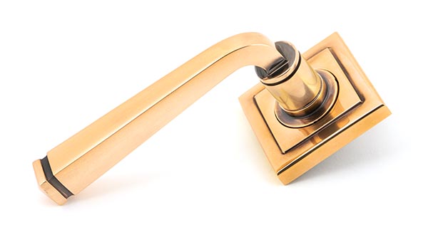 Polished Bronze Avon Round Lever on Rose Set (Square) - Unsprung