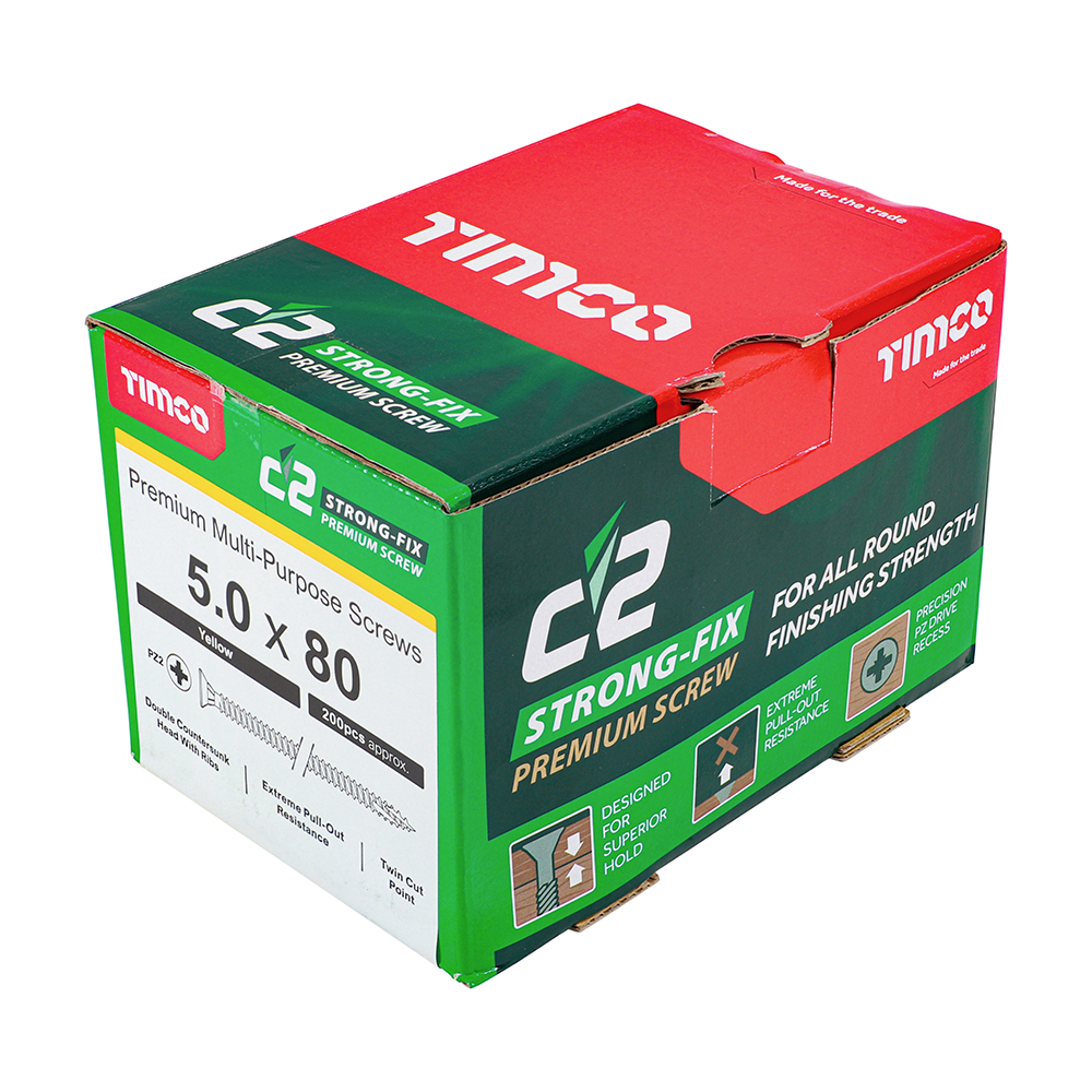 C2 Strong-Fix - PZ - Double Countersunk - Twin-Cut - Yellow - 5.0x80