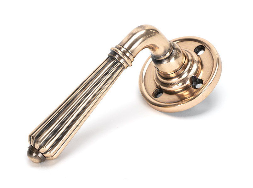 Polished Bronze Hinton Lever on Rose Set - Unsprung