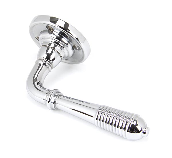 Polished Chrome Reeded Lever on Rose Set - Unsprung