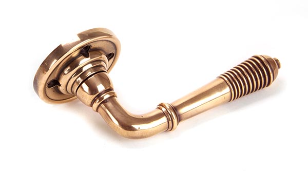 Polished Bronze Reeded Lever on Rose Set - Unsprung
