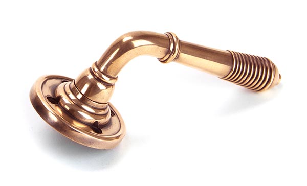 Polished Bronze Reeded Lever on Rose Set - Unsprung