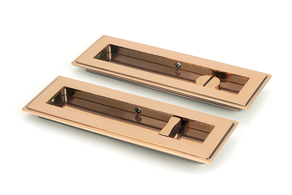 Polished Bronze 175mm Art Deco Rectangular Pull -Privacy Set