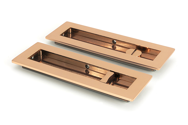 Polished Bronze 175mm Plain Rectangular Pull - Privacy Set