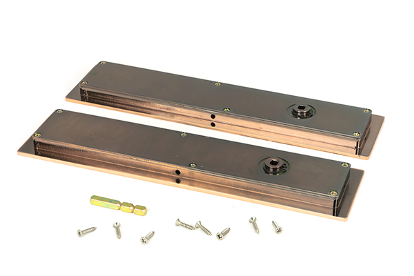 Polished Bronze 250mm Plain Rectangular Pull - Privacy Set