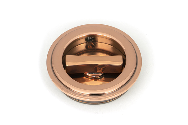 Polished Bronze 60mm Art Deco Round Pull - Privacy Set