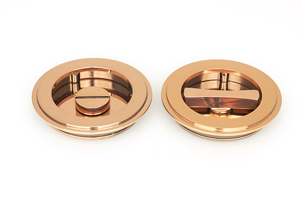 Polished Bronze 75mm Art Deco Round Pull - Privacy Set