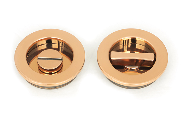 Polished Bronze 60mm Plain Round Pull - Privacy Set