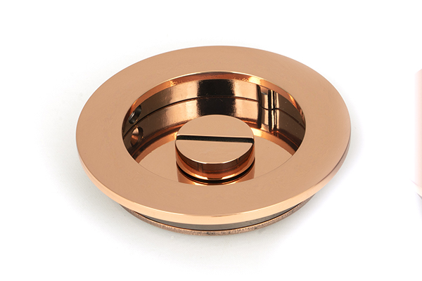 Polished Bronze 75mm Plain Round Pull - Privacy Set
