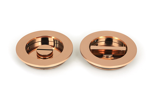 Polished Bronze 75mm Plain Round Pull - Privacy Set