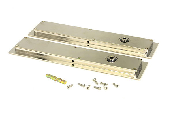 Polished Nickel 250mm Art Deco Rectangular Pull -Privacy Set