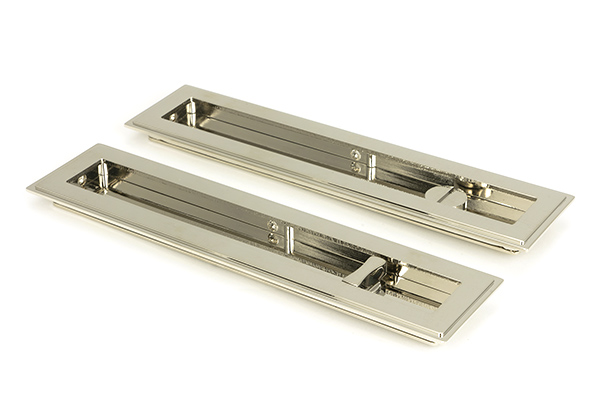Polished Nickel 250mm Art Deco Rectangular Pull -Privacy Set