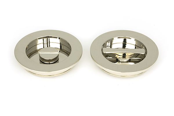 Polished Nickel 75mm Plain Round Pull - Privacy Set