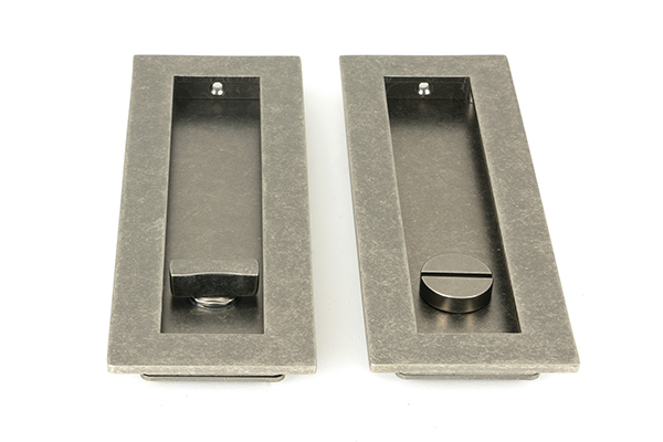 Pewter 175mm Plain Rectangular Pull - Privacy Set