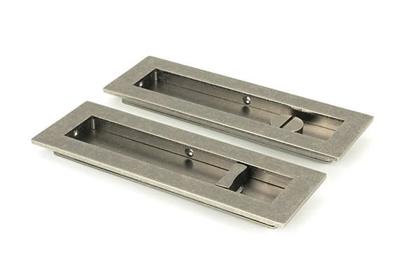 Pewter 175mm Plain Rectangular Pull - Privacy Set