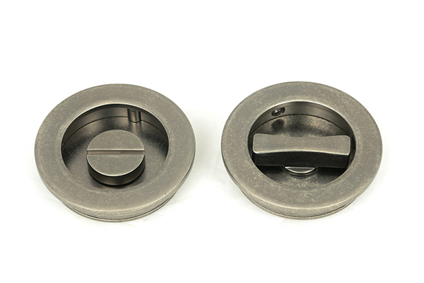 Pewter 60mm Plain Round Pull - Privacy Set