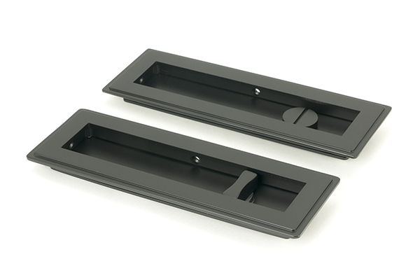 Matt Black 175mm Art Deco Rectangular Pull - Privacy Set
