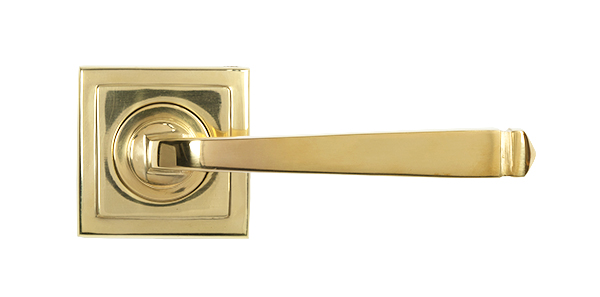 Polished Brass Avon Round Lever on Rose Set (Square) - Unsprung