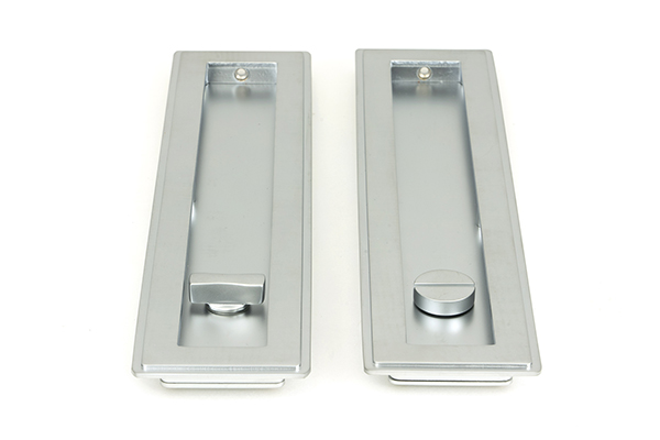 Satin Chrome 250mm Art Deco Rectangular Pull - Privacy Set