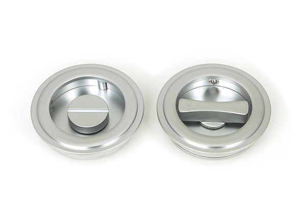 Satin Chrome 60mm Art Deco Round Pull - Privacy Set