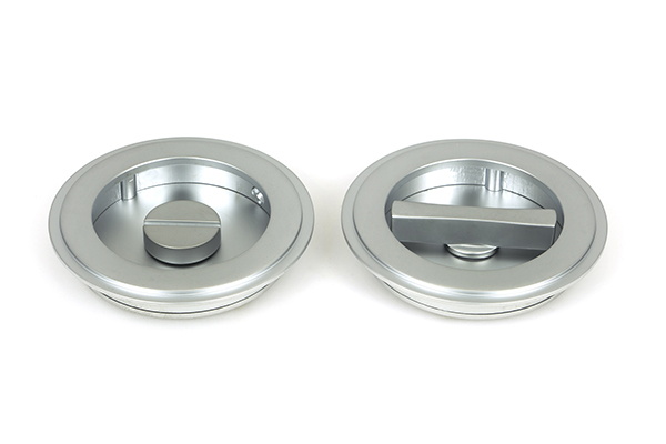 Satin Chrome 75mm Art Deco Round Pull - Privacy Set