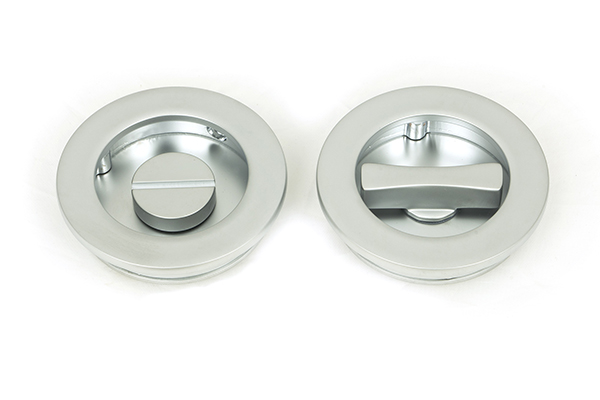 Satin Chrome 60mm Plain Round Pull - Privacy Set