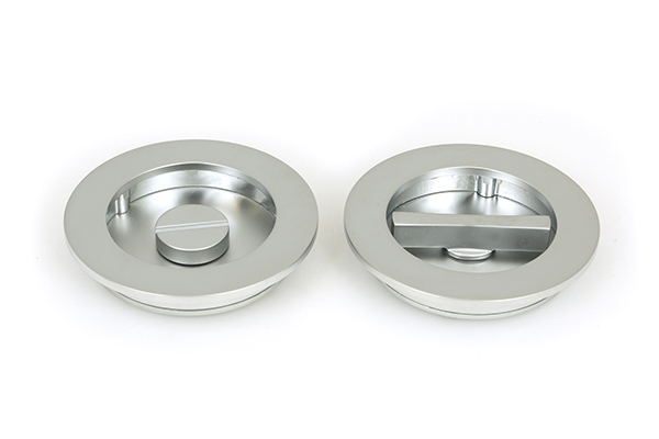 Satin Chrome 75mm Plain Round Pull - Privacy Set