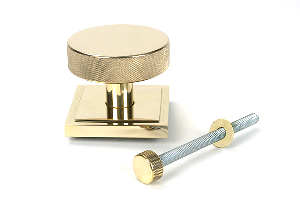 Polished Brass Brompton Centre Door Knob (Square)
