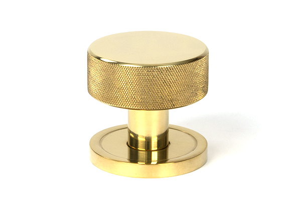 Polished Brass Brompton Mortice/Rim Knob Set (Plain)
