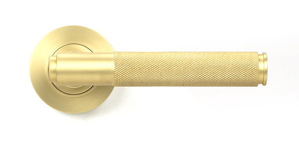 Satin Brass Brompton Lever on Rose Set (Plain) - Unsprung